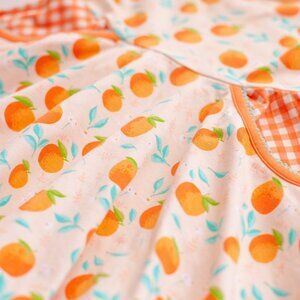 Shrimp & Grits Kids Orange Clementines Print Flutter-Sleeve Cotton Dress